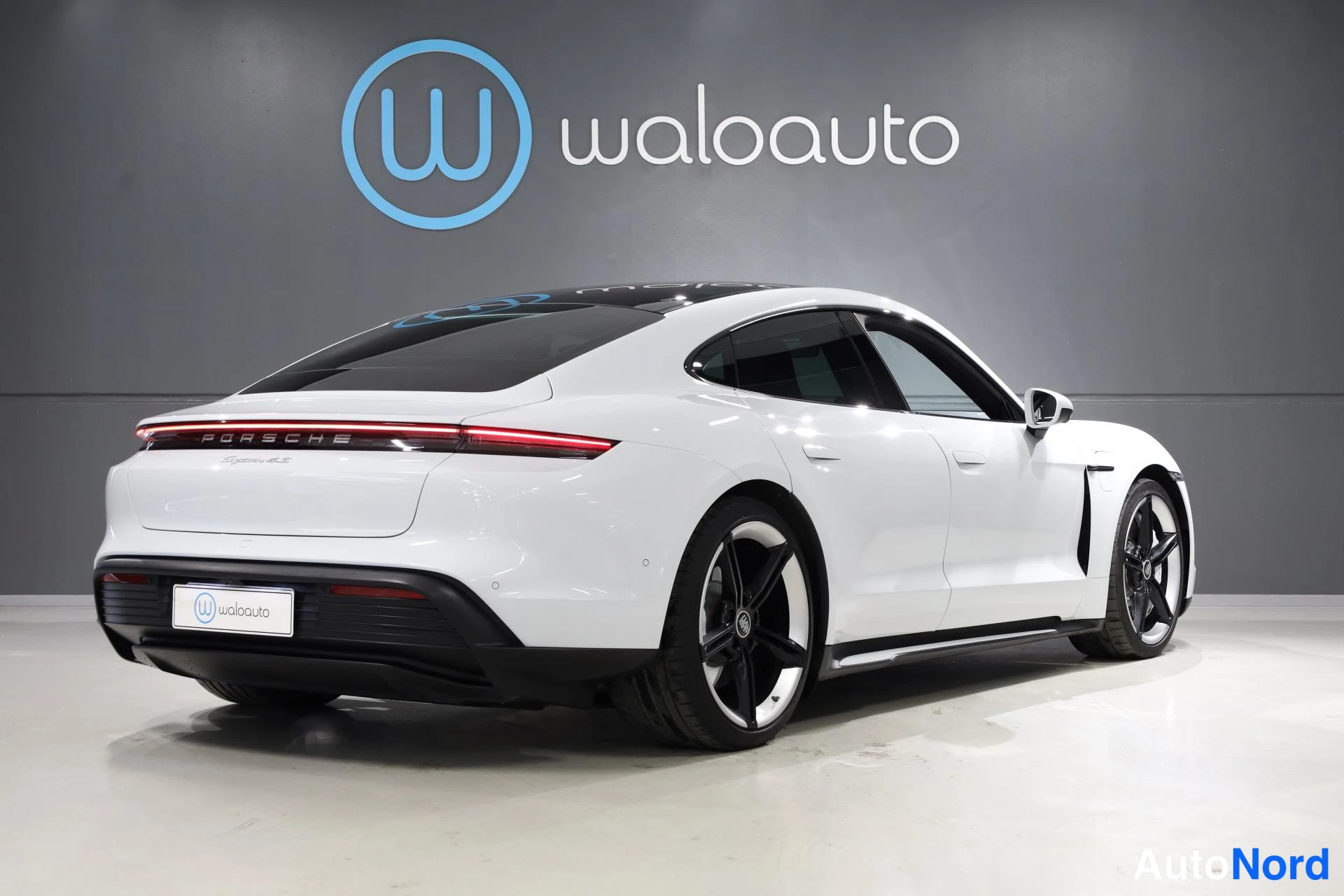 Valkoinen Porsche Taycan 2020, takaviisto, kuva 8
