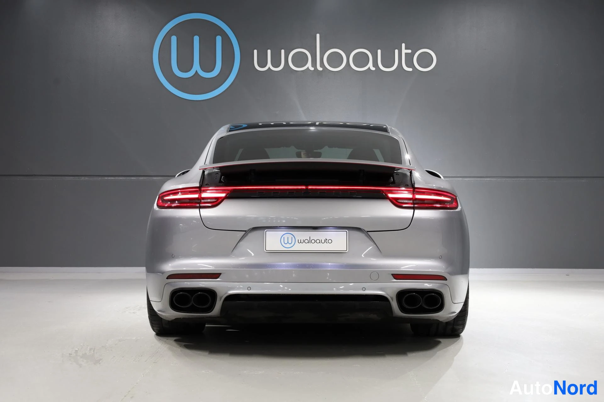 Harmaa Porsche Panamera 2018, takaa, kuva 8