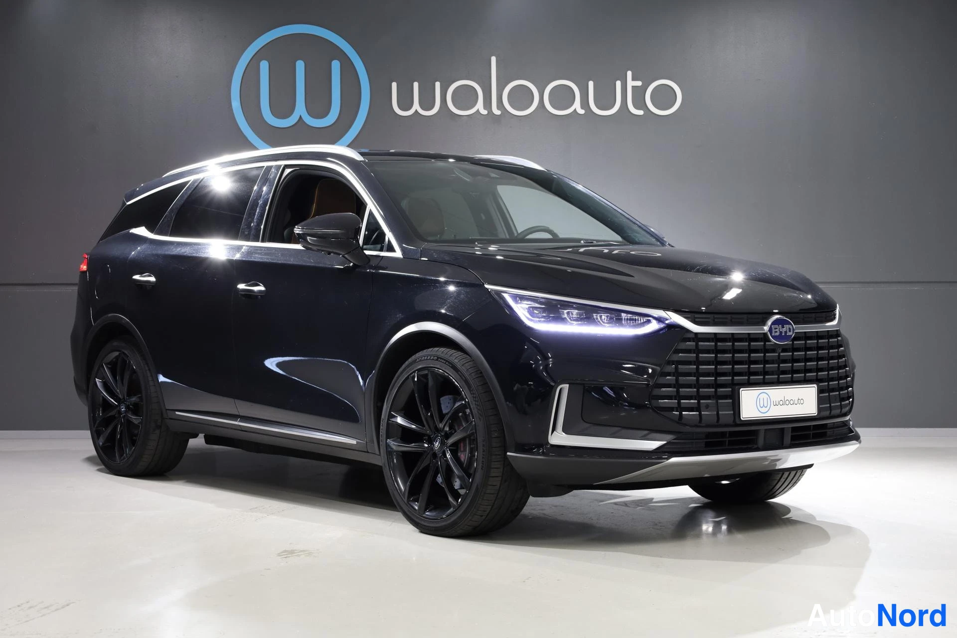Musta BYD Tang 2023, etuviisto, keula oikealle, kuva 4