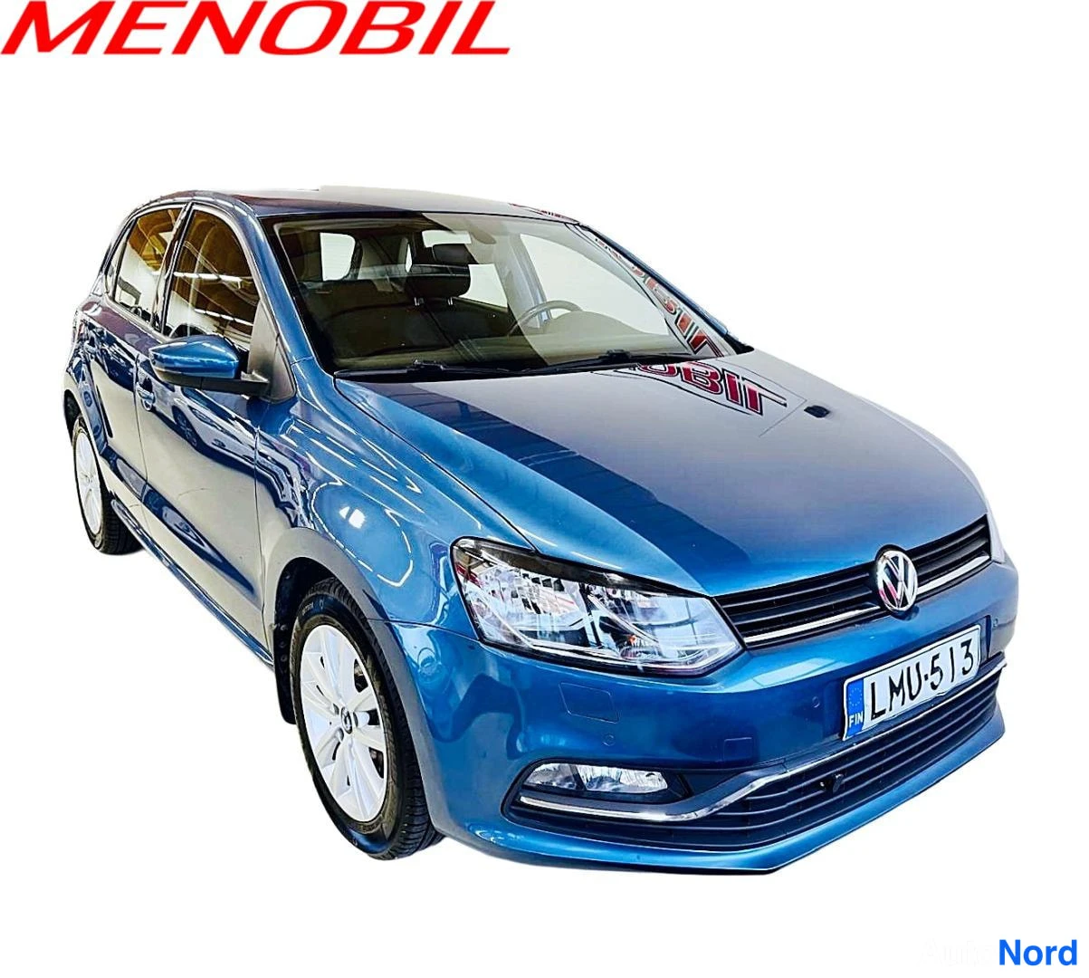 Sininen Volkswagen Polo 2016, etuviisto, keula oikealle, kuva 2