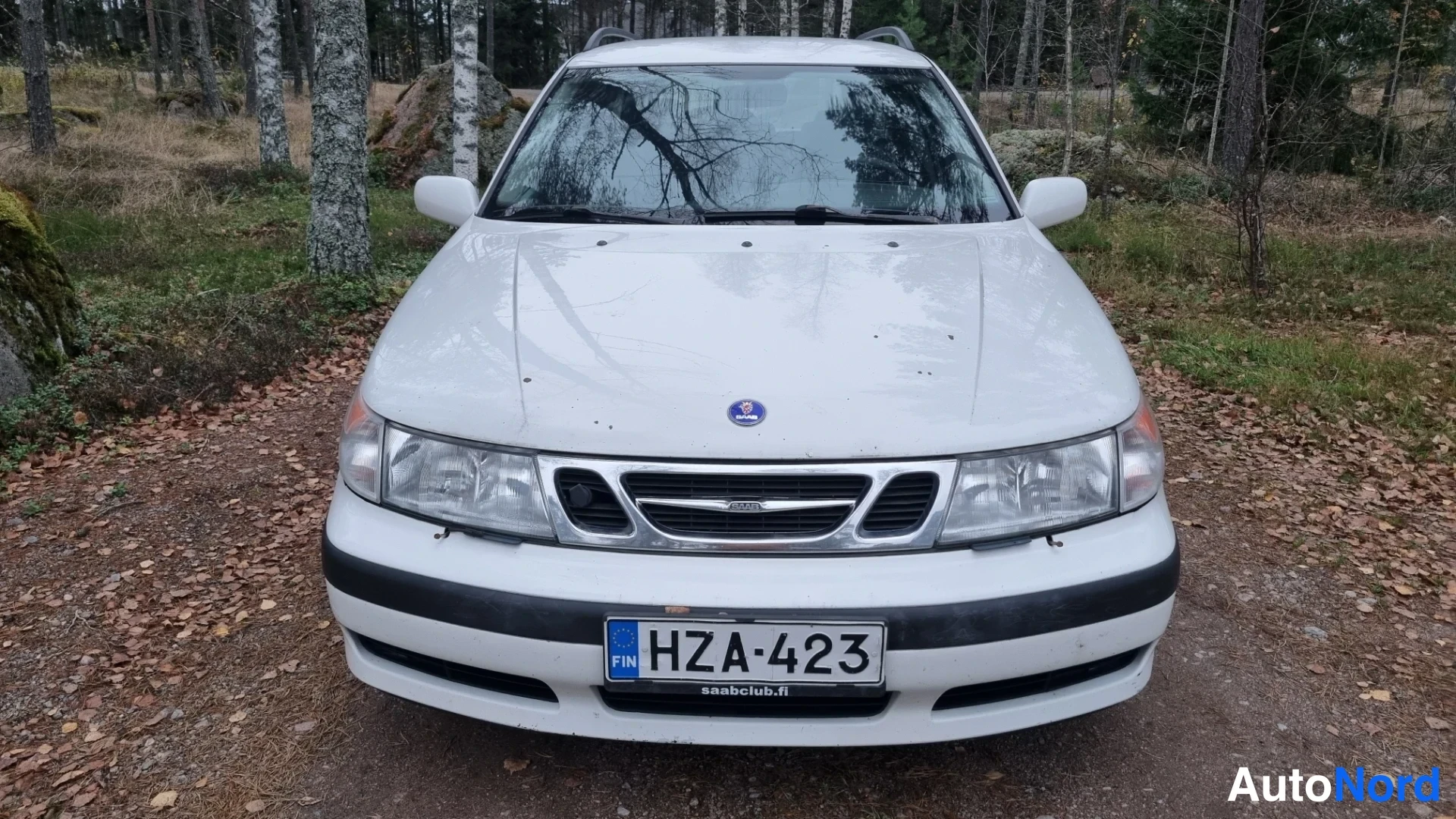 Valkoinen Saab 9-5 2001, edestä, kuva 3