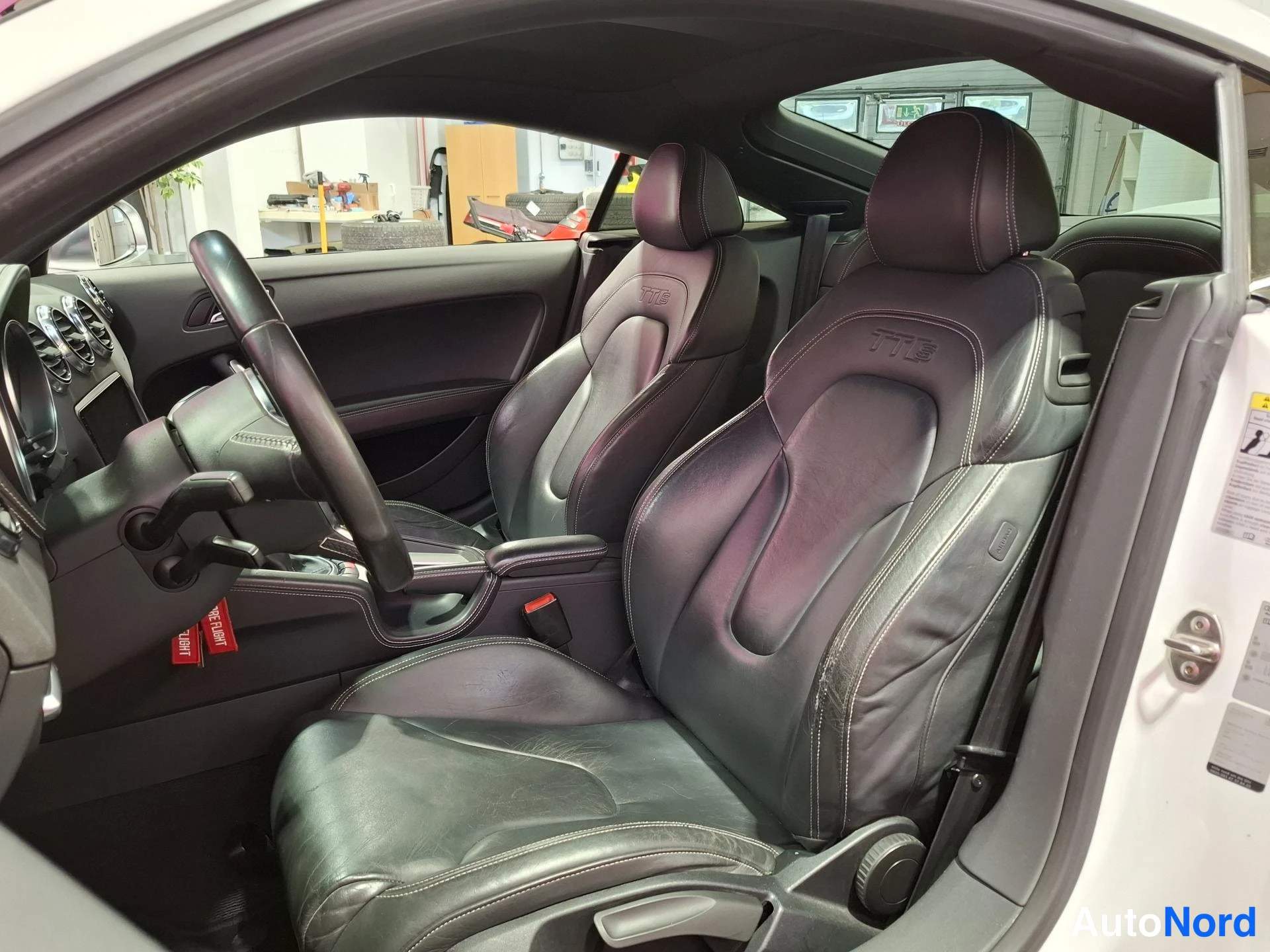 White Audi TTS 2011, front seats, photo 11