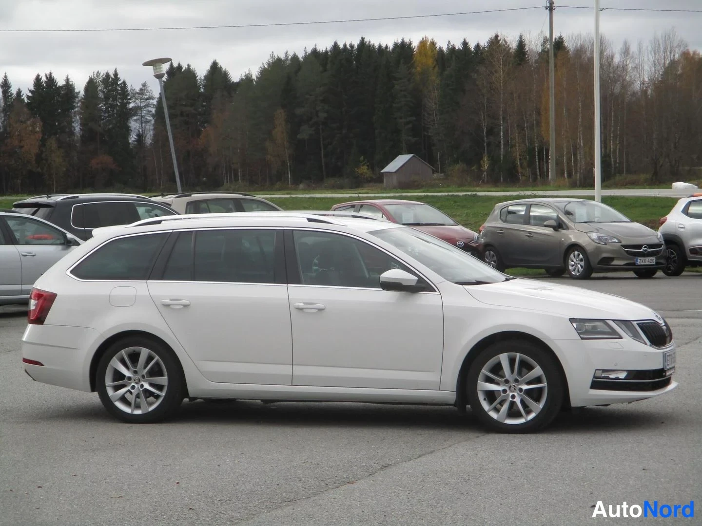 Valkoinen Skoda Octavia 2020, etuviisto, keula oikealle, kuva 4