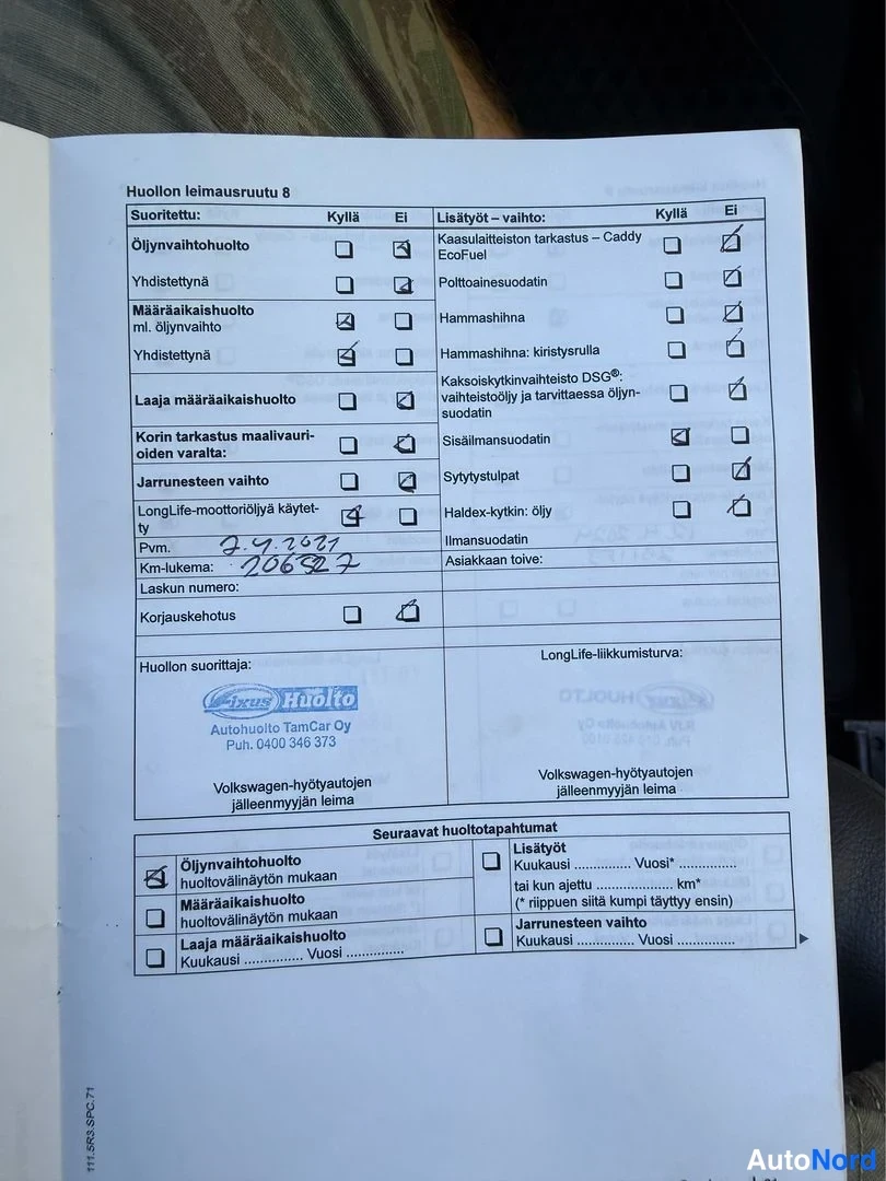 Valkoinen Volkswagen Caddy 2011, asiakirja, kuva 10