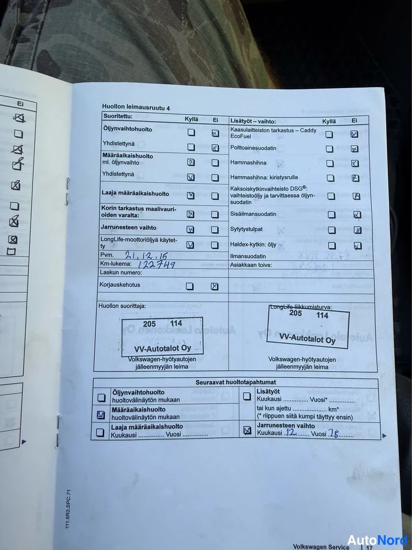 Valkoinen Volkswagen Caddy 2011, asiakirja, kuva 12