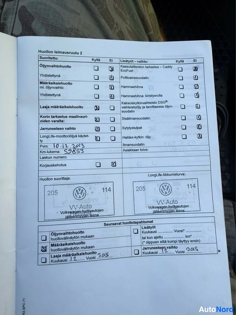 Valkoinen Volkswagen Caddy 2011, asiakirja, kuva 14