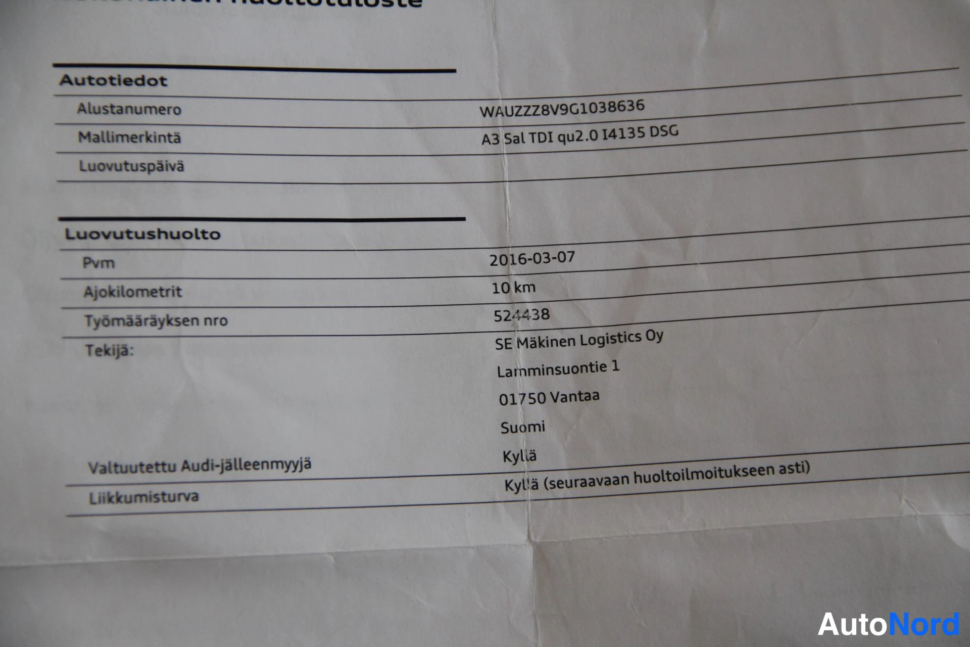 White Audi A3 2016, document, photo 18