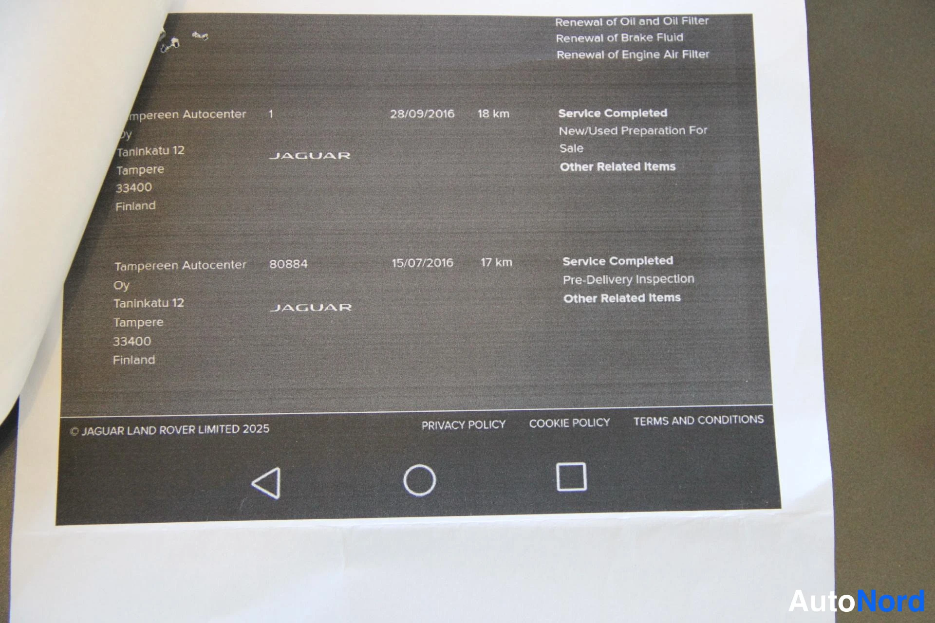 Valkoinen Jaguar XE 2016, asiakirja, kuva 18