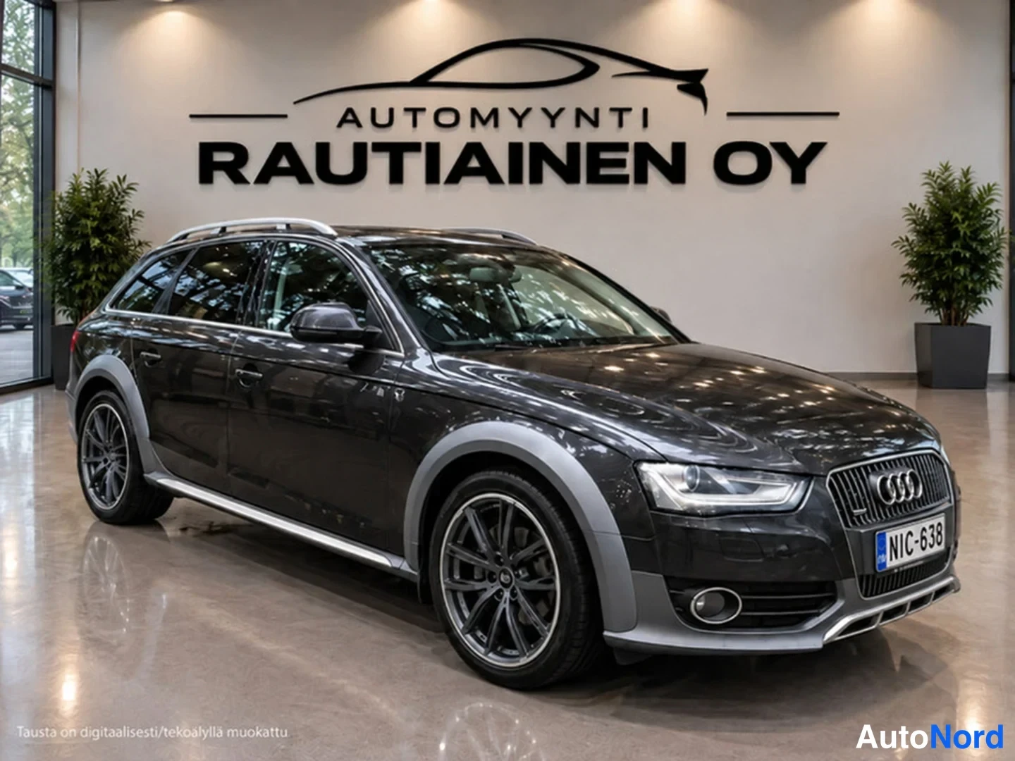 Grå Audi A4 allroad quattro 2013, snett framifrån, fronten åt höger, bild 2