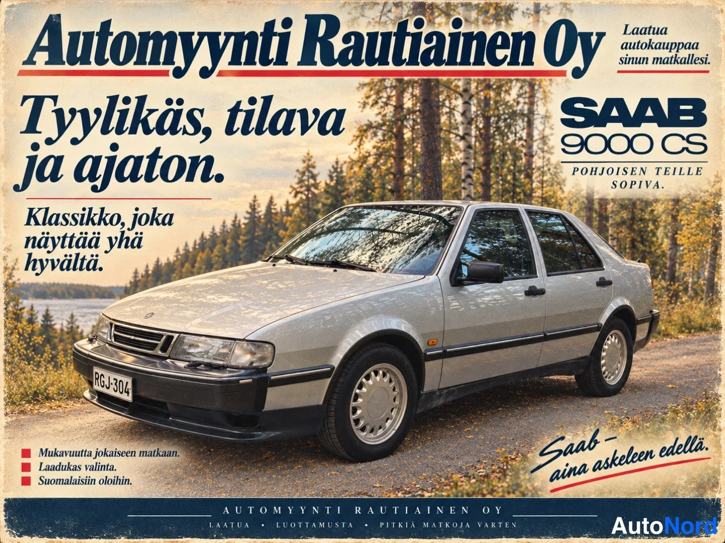 Silver Saab 9000 CS 1995, snett framifrån, fronten åt vänster, bild 2