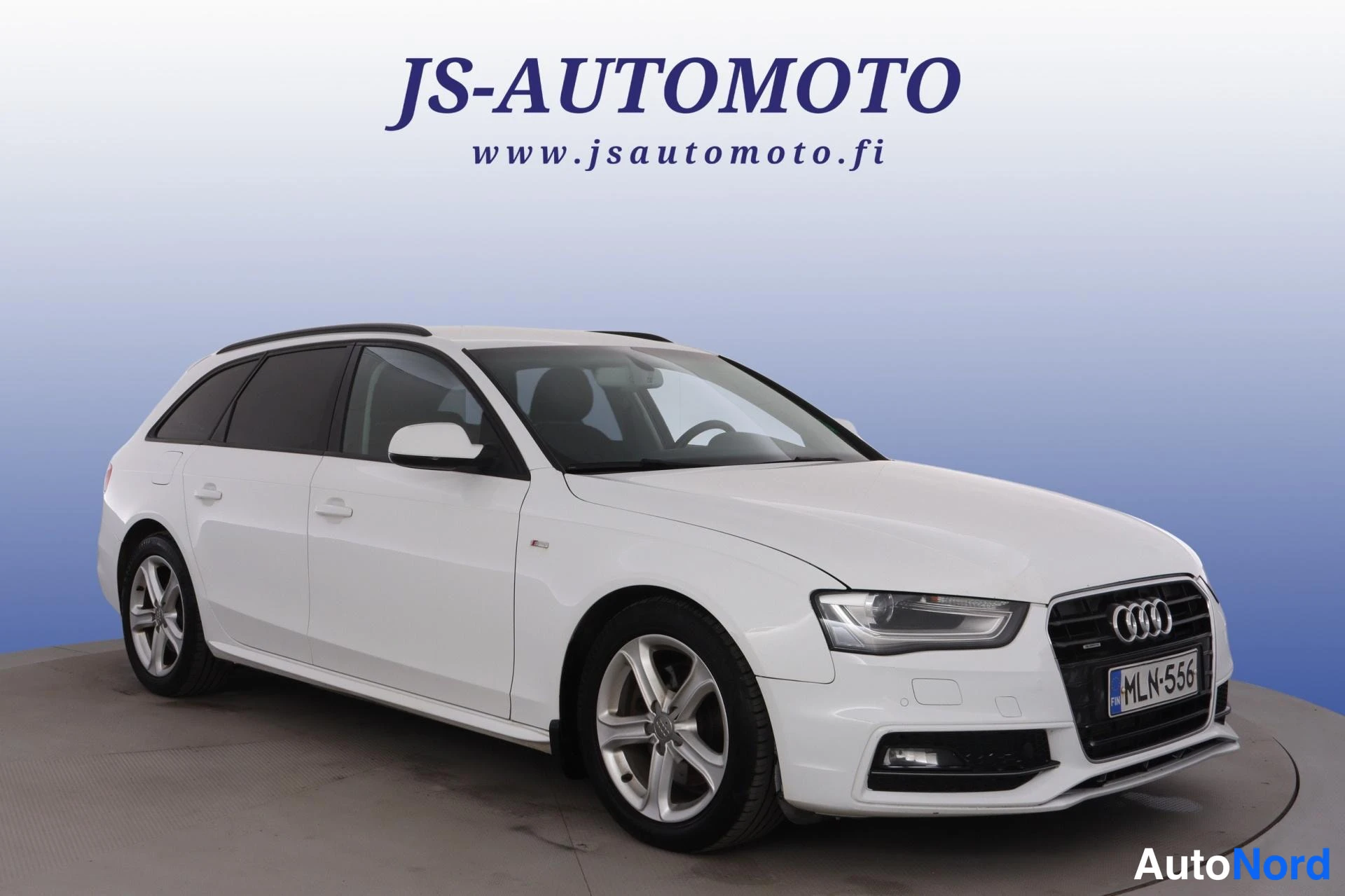 White Audi A4 2013, front three-quarter, nose to the right, photo 3