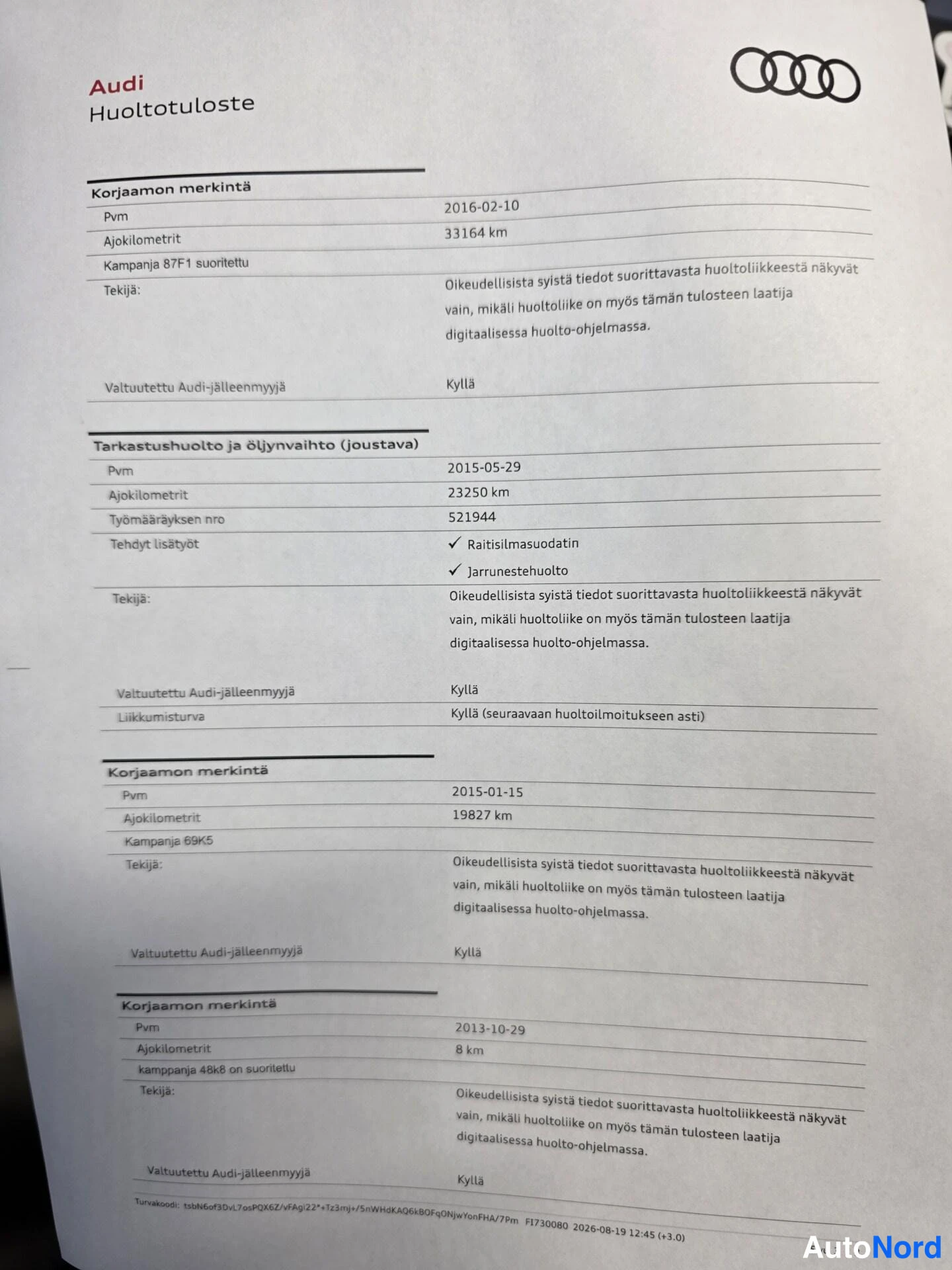 White Audi A4 2013, document, photo 22