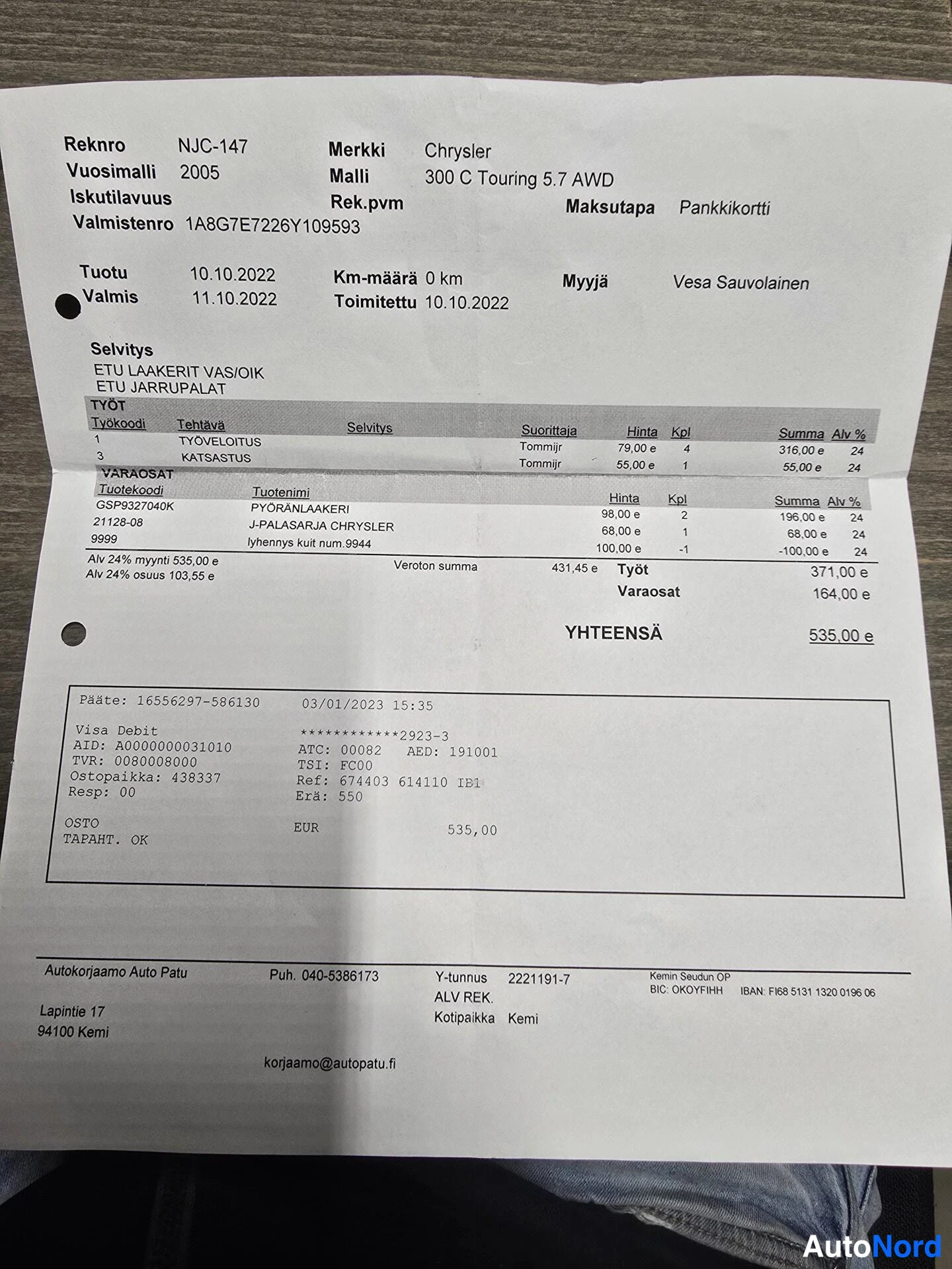 Black Chrysler 300C 2006, document, photo 20