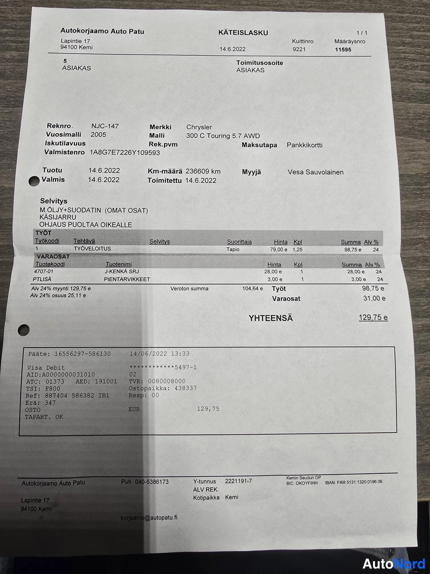 Black Chrysler 300C 2006, document, photo 21