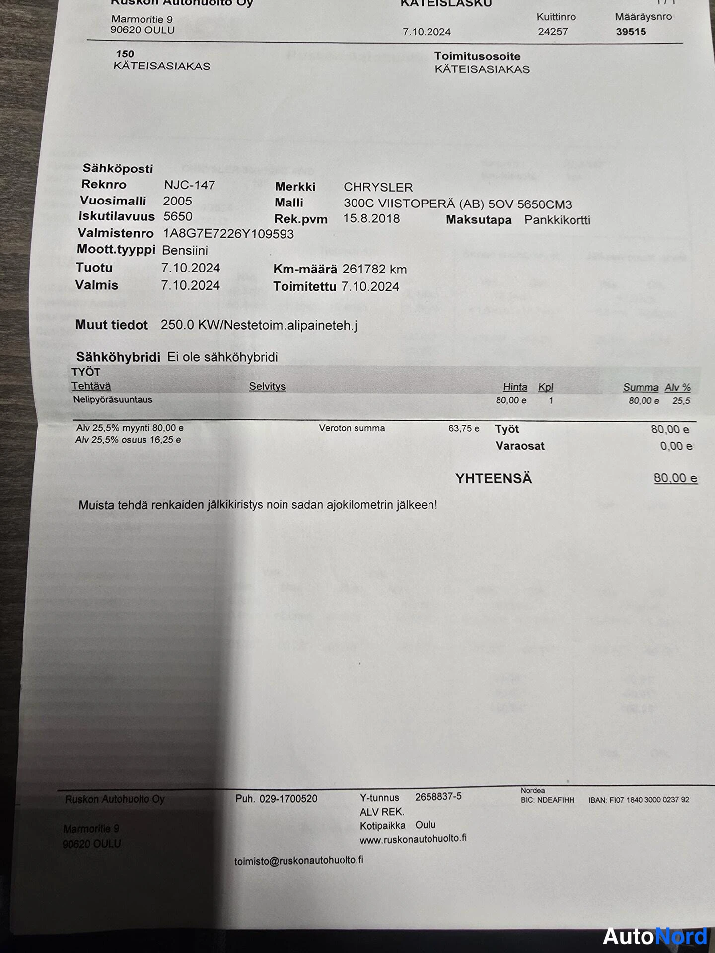 Black Chrysler 300C 2006, document, photo 22