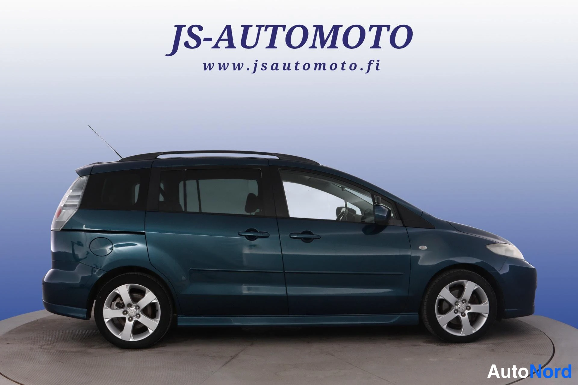 Sininen Mazda 5 2005, etuviisto, keula oikealle, kuva 3