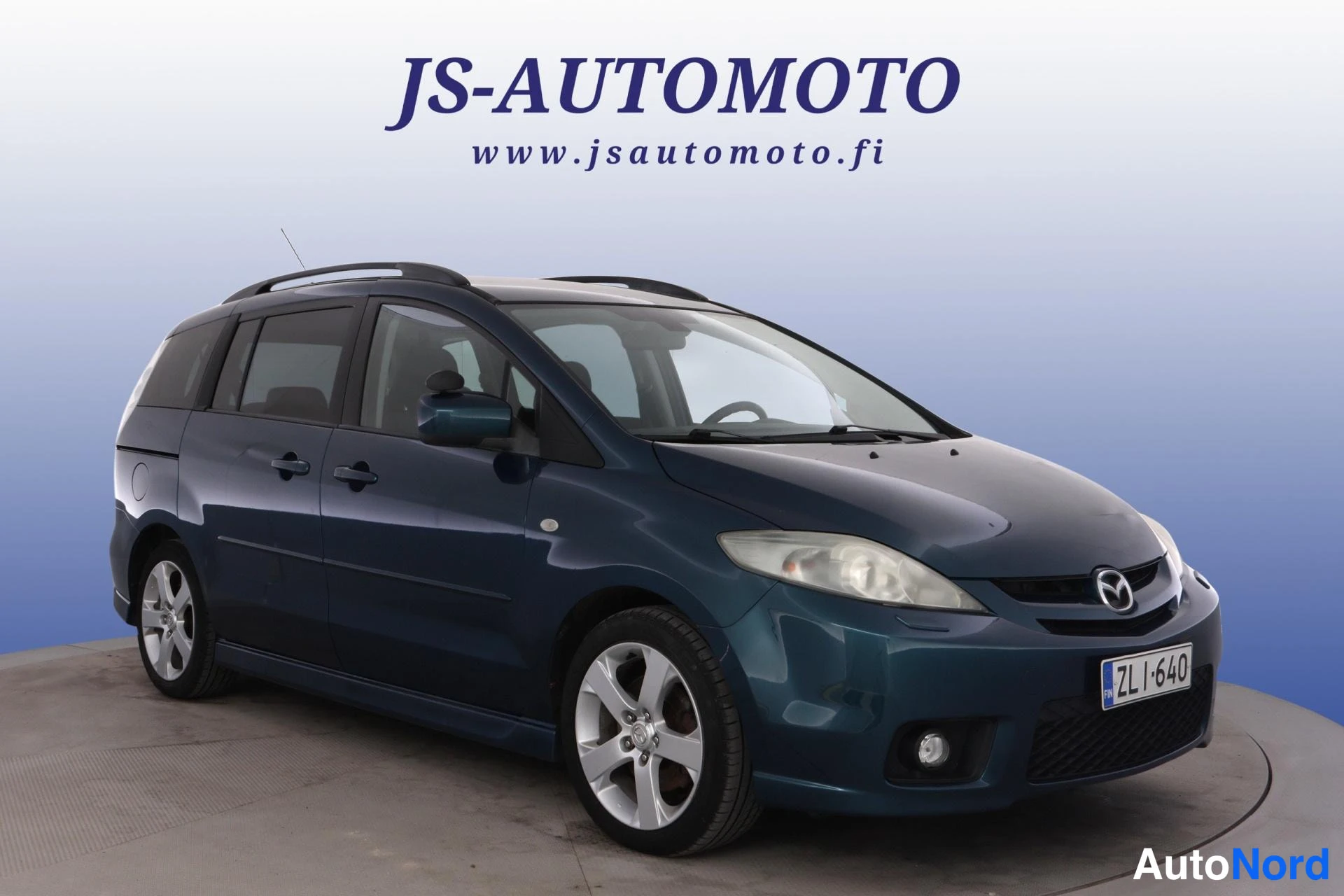 Sininen Mazda 5 2005, etuviisto, keula oikealle, kuva 4