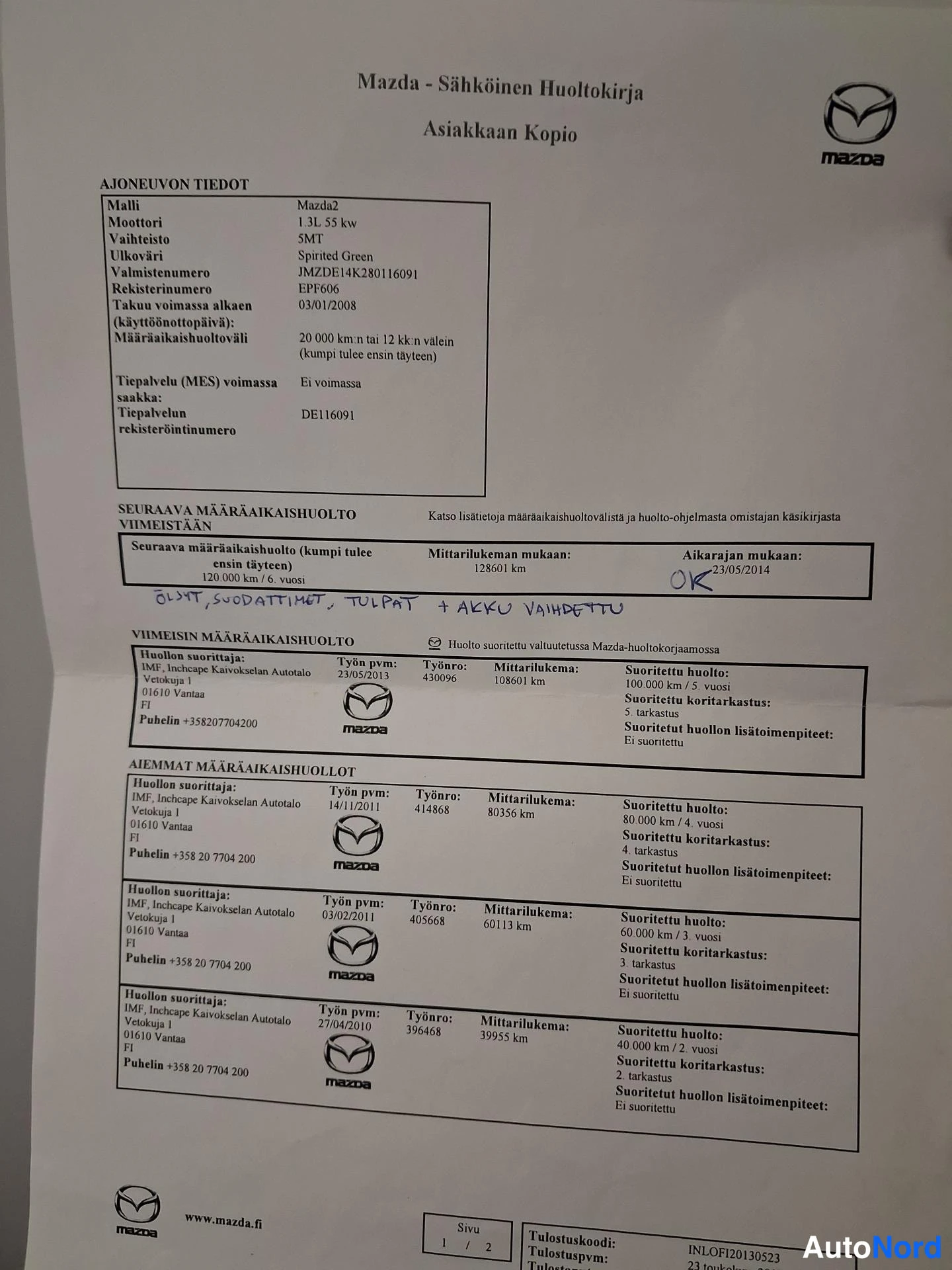 Vihreä Mazda 2 2008, asiakirja, kuva 20