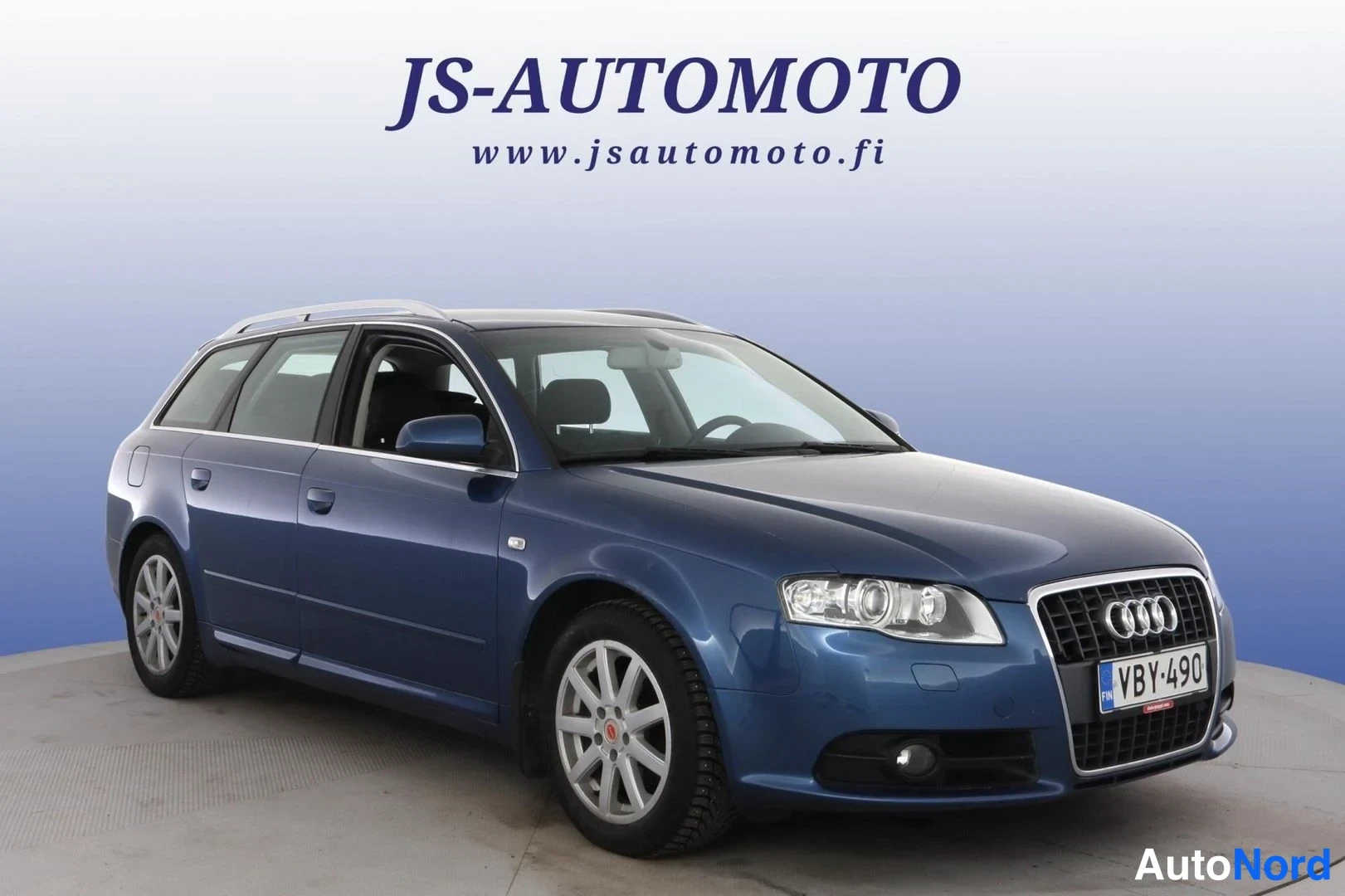 Sininen Audi A4 2008, etuviisto, keula oikealle, kuva 2