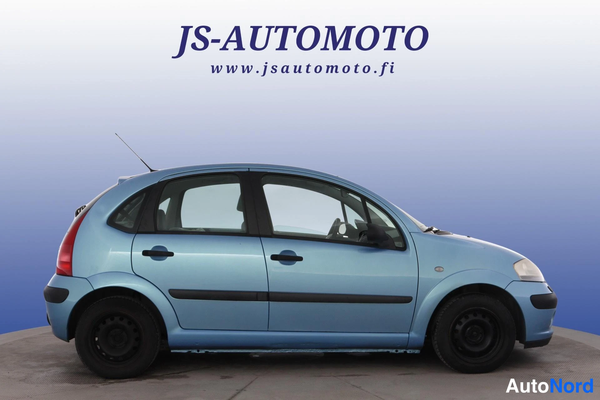 Sininen Citroen C3 2005, etuviisto, keula oikealle, kuva 3