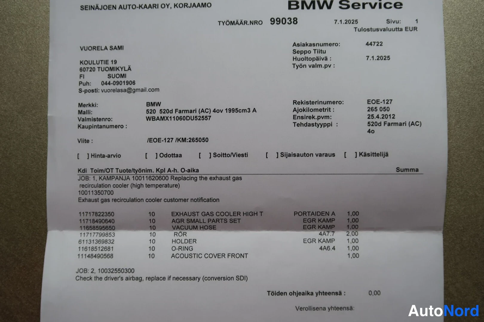 Musta BMW 520d 2012, asiakirja, kuva 36