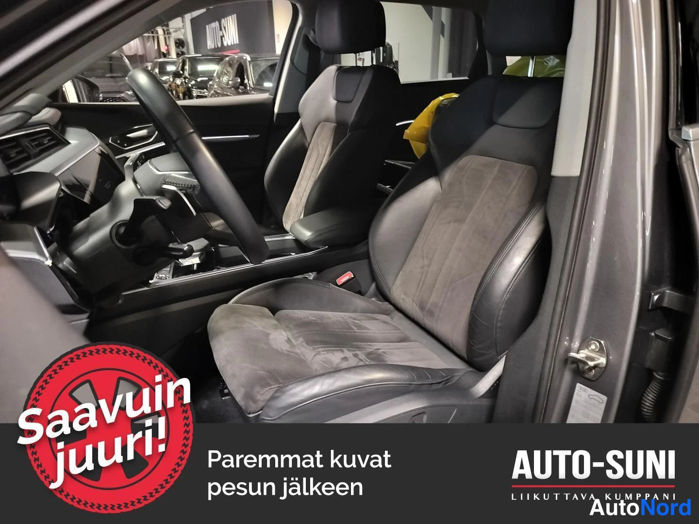 Grey Audi e-tron 2021, front seats, photo 5