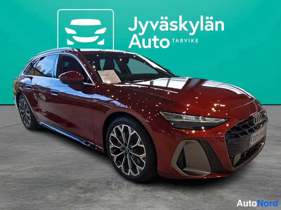 Punainen Audi A6 2025, etuviisto, keula oikealle, kuva 3
