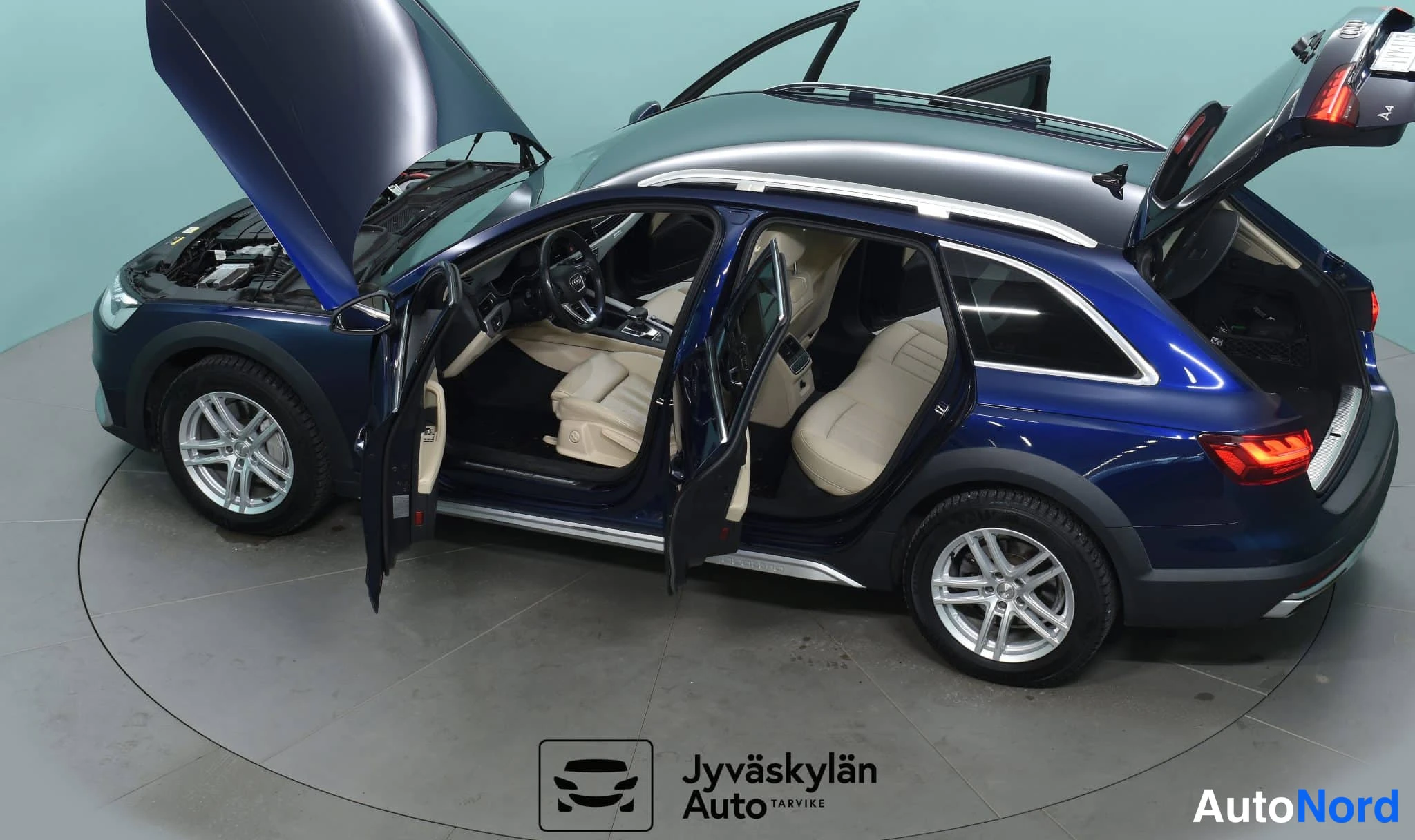 Sininen Audi A4 allroad quattro 2021, takaviisto, kuva 16