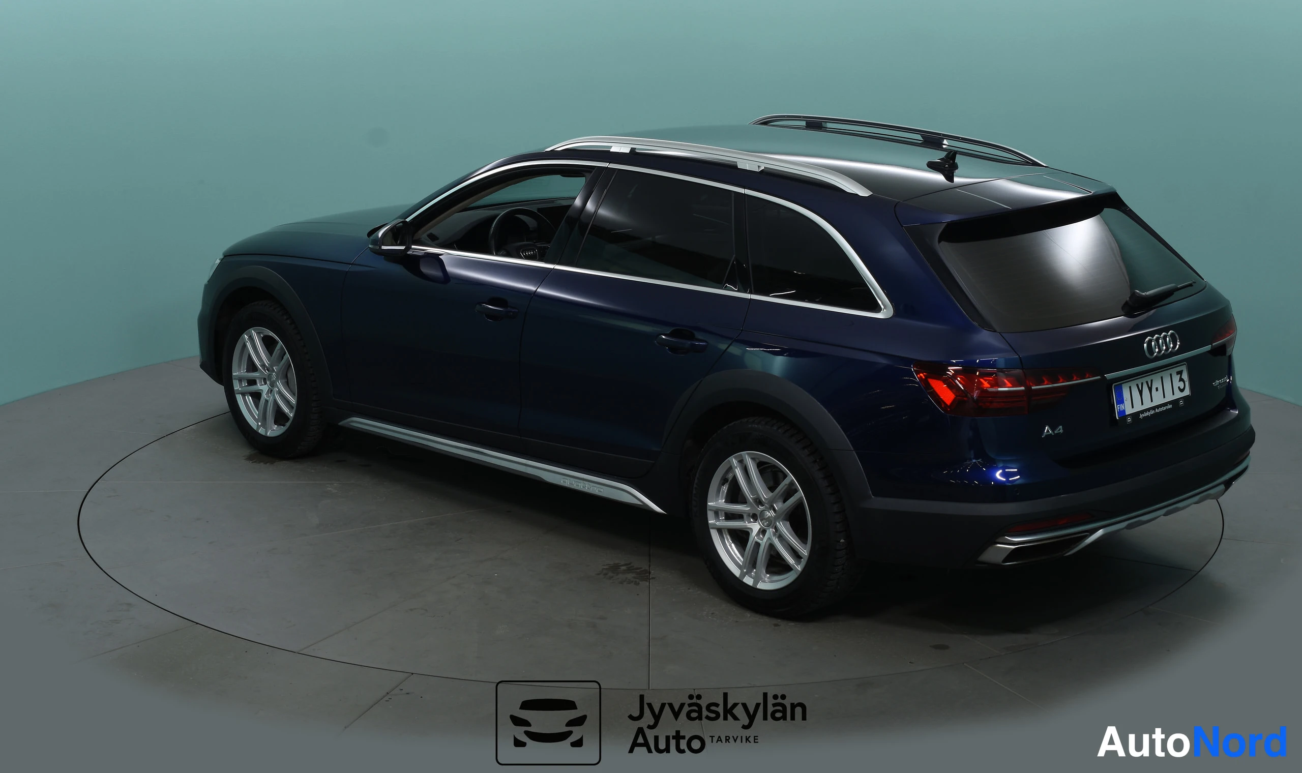 Sininen Audi A4 allroad quattro 2021, takaviisto, kuva 14
