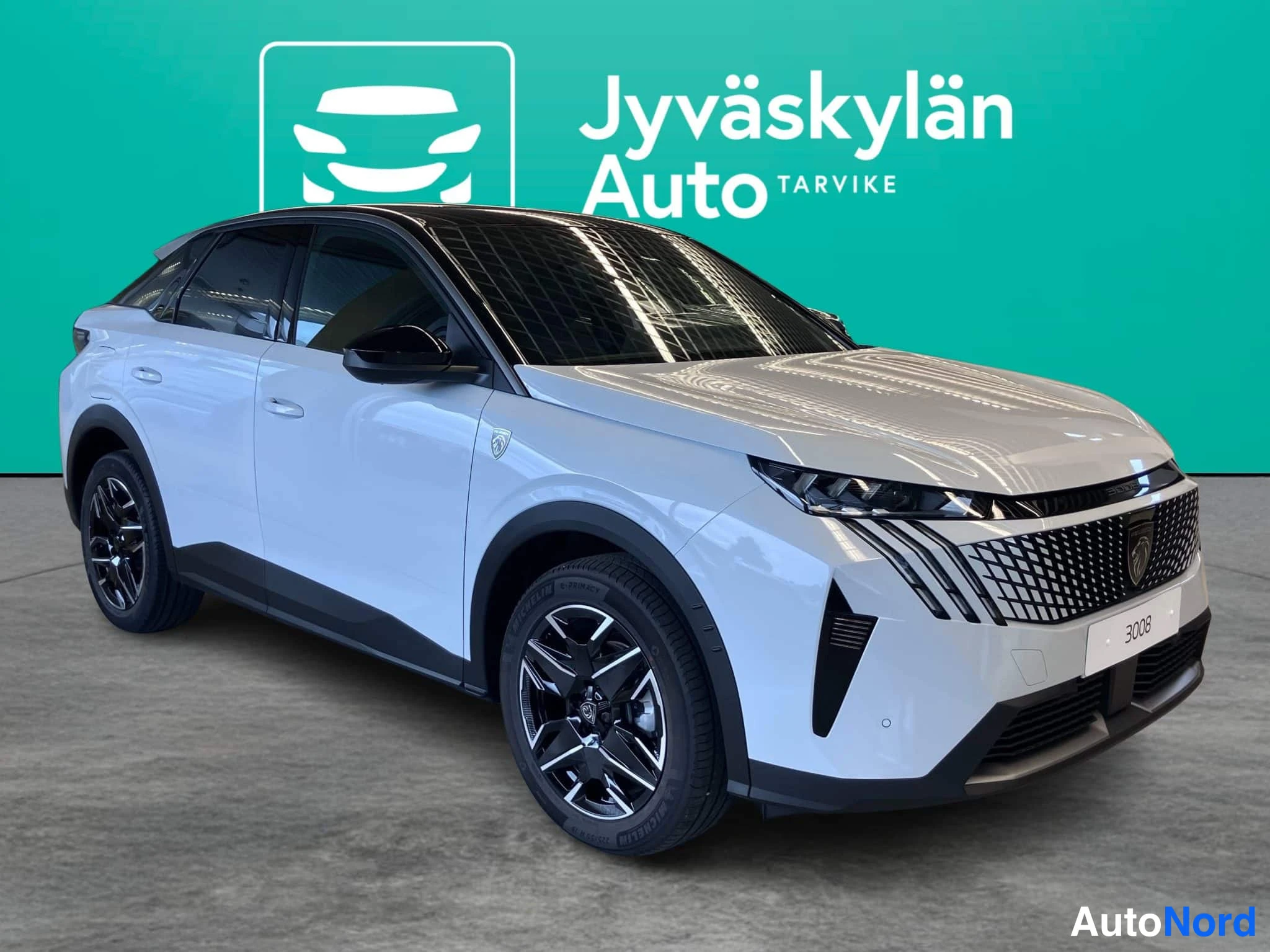 Valkoinen Peugeot 3008 2026, etuviisto, keula oikealle, kuva 5