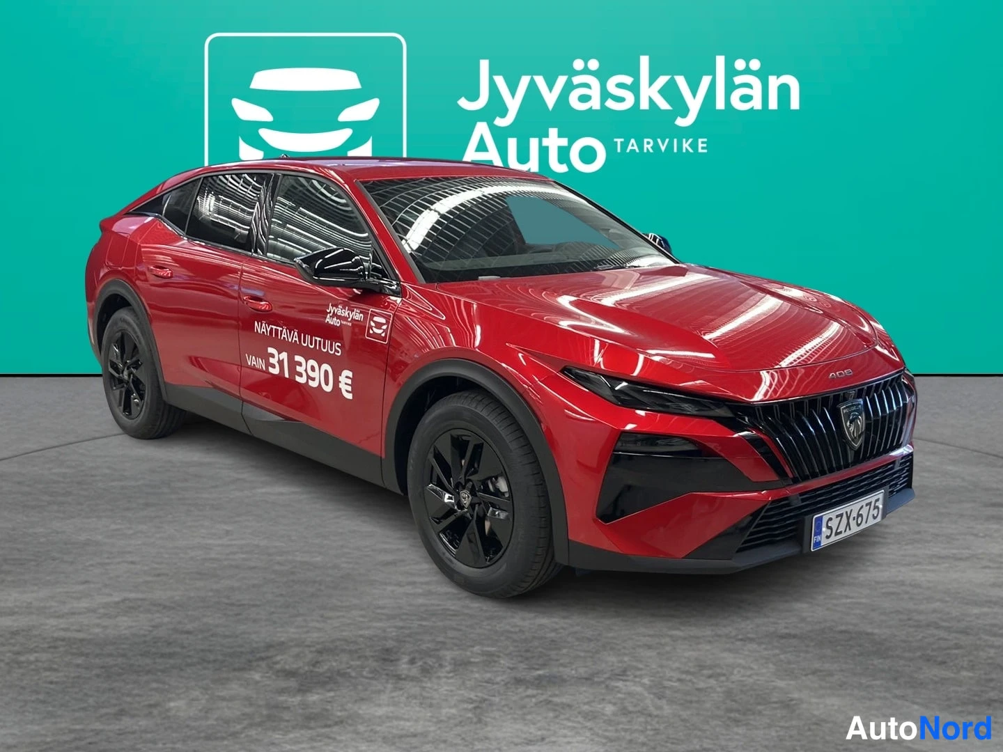 Punainen Peugeot 408 2026, etuviisto, keula oikealle, kuva 2