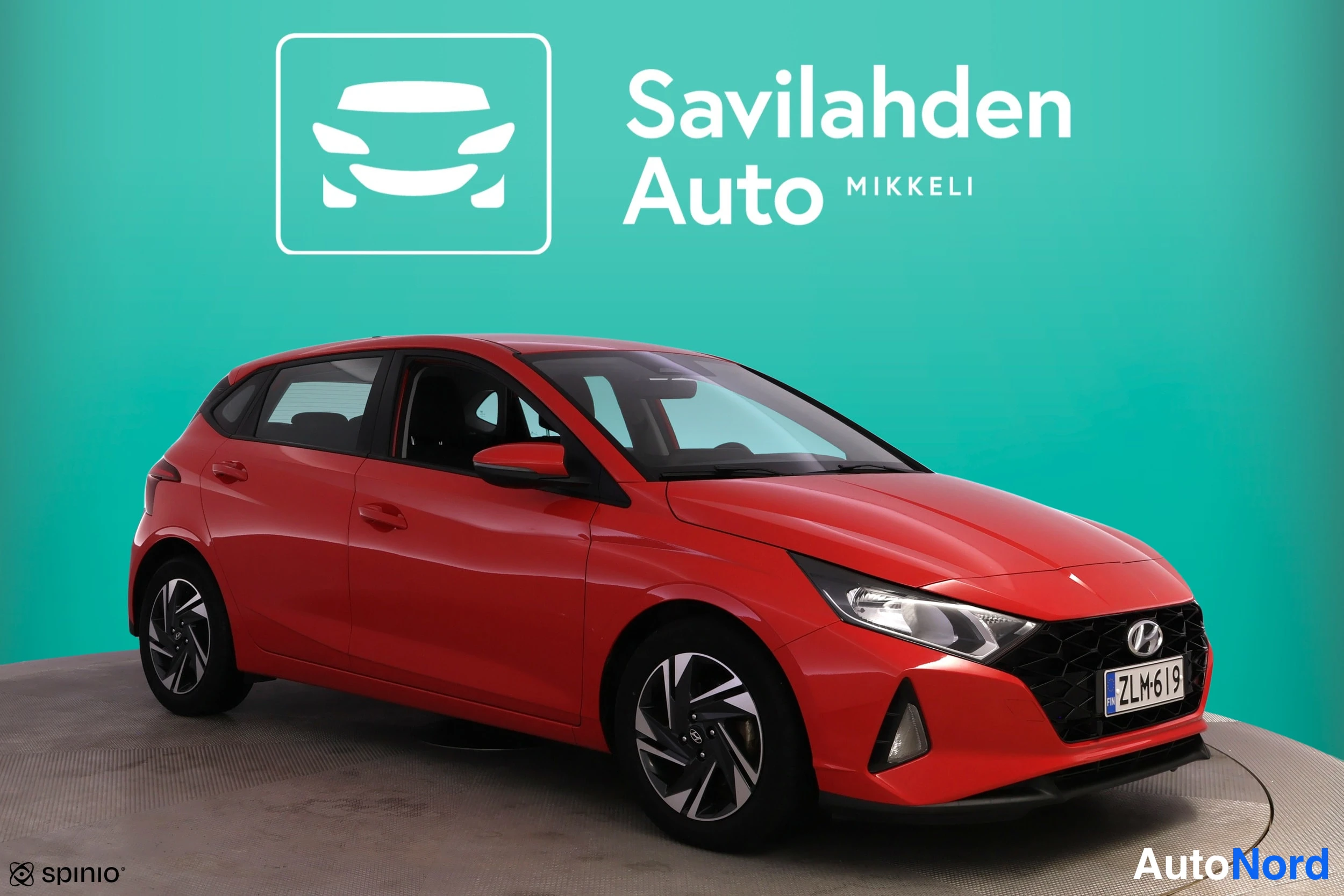 Punainen Hyundai i20 2021, etuviisto, keula oikealle, kuva 3