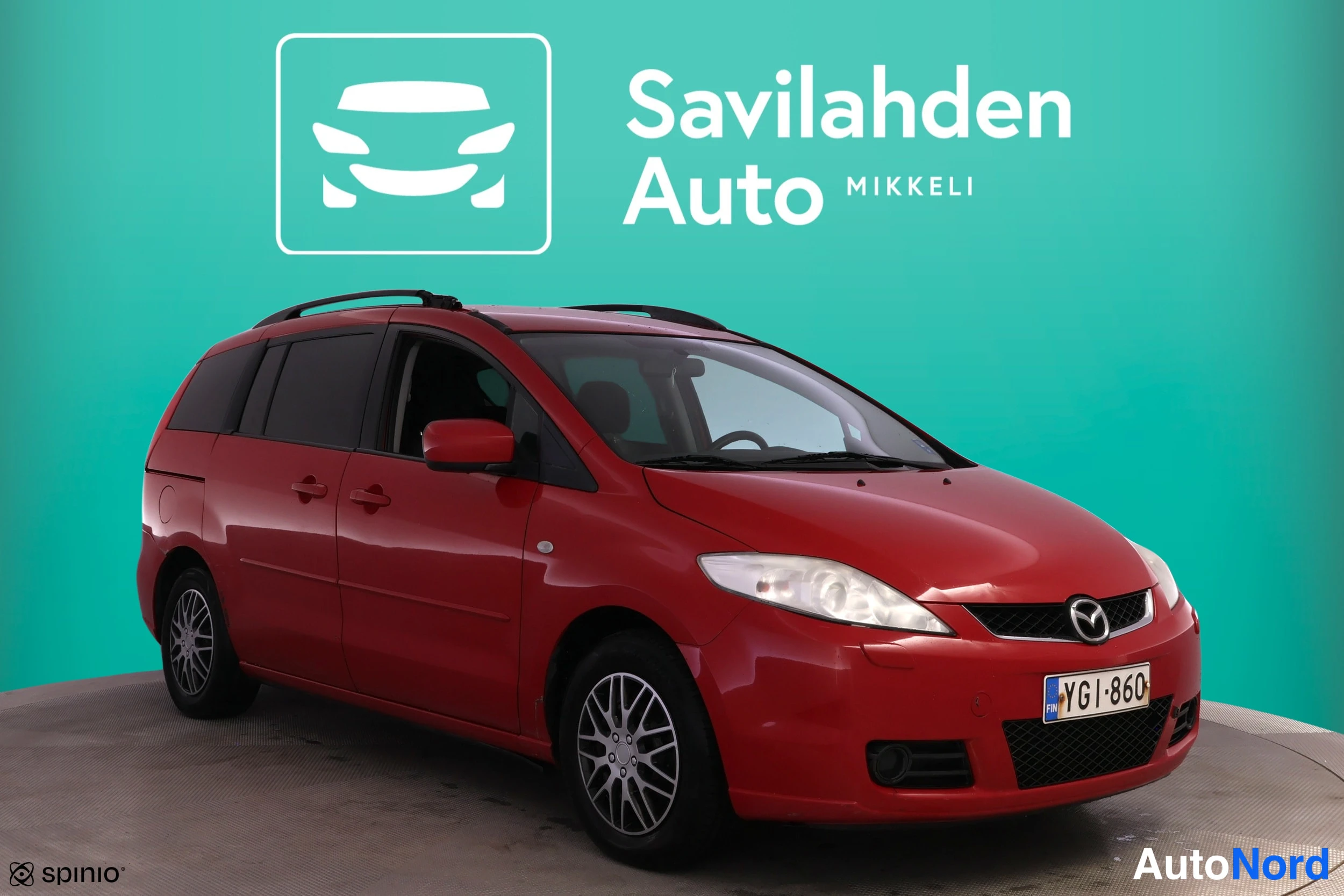 Punainen Mazda Mazda5 2008, etuviisto, keula oikealle, kuva 6