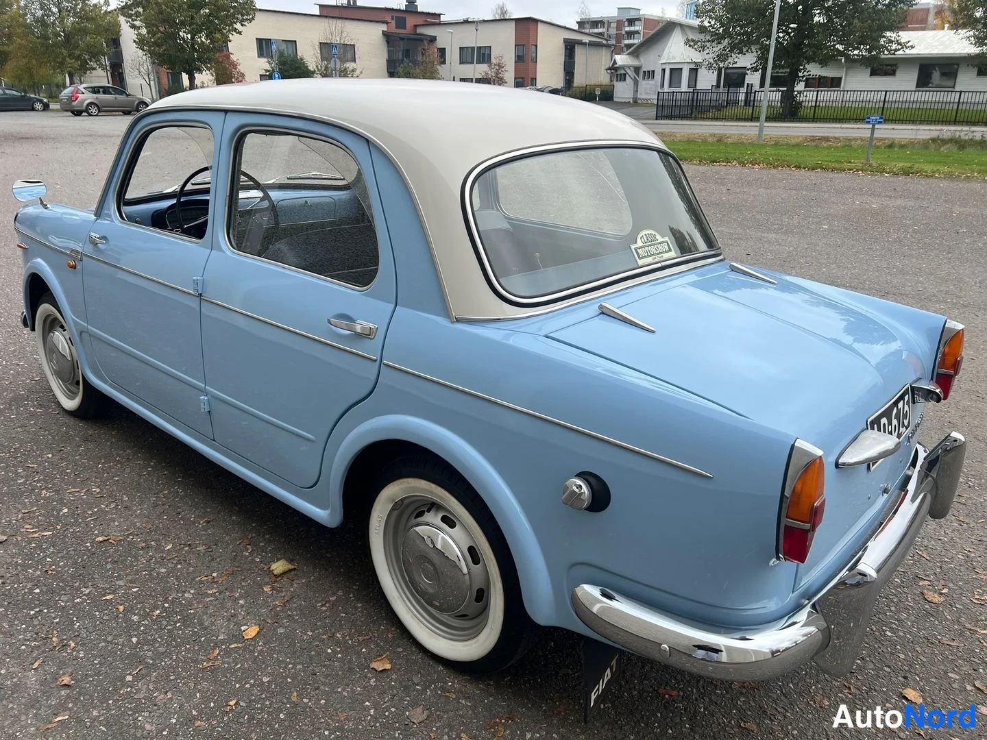 Blå Fiat 1100 1960, snett bakifrån, bild 9