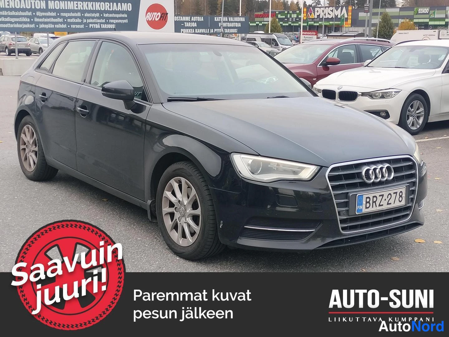 Black Audi A3 2014, front three-quarter, nose to the right, photo 2
