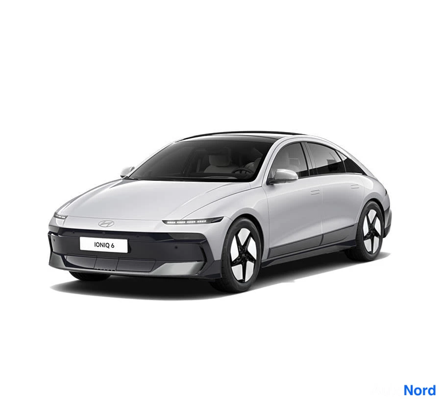 Grey Hyundai IONIQ 6 2026, front three-quarter, nose to the left, photo 4