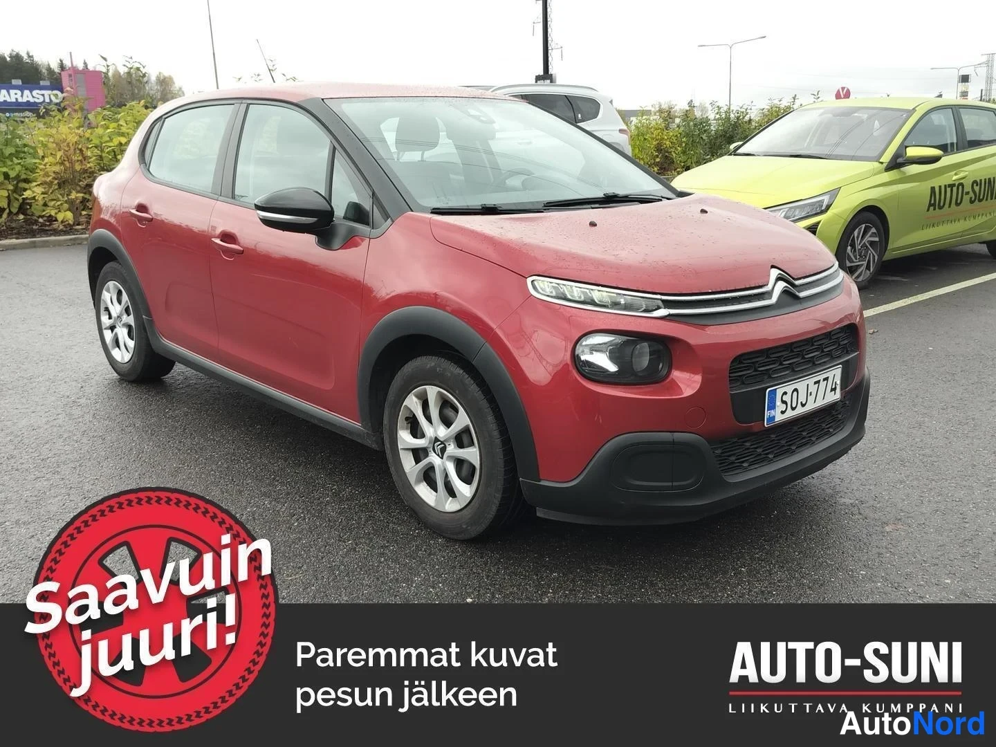 Punainen Citroen C3 2018, etuviisto, keula oikealle, kuva 2