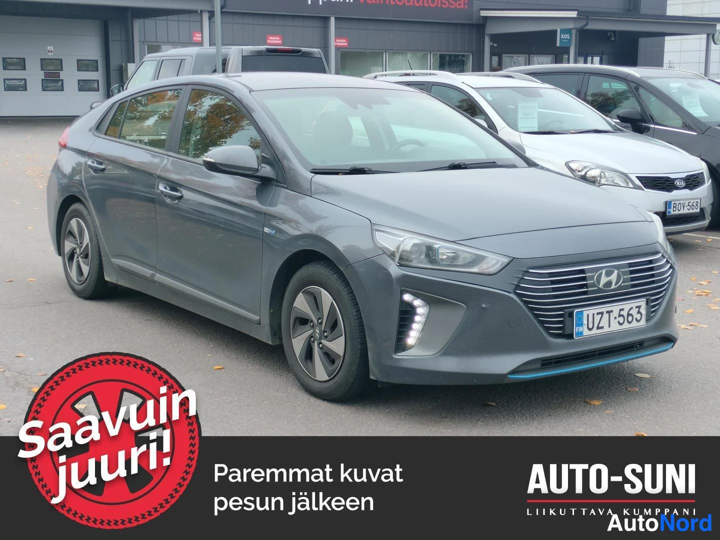 Harmaa Hyundai Ioniq 2017, etuviisto, keula oikealle, kuva 2