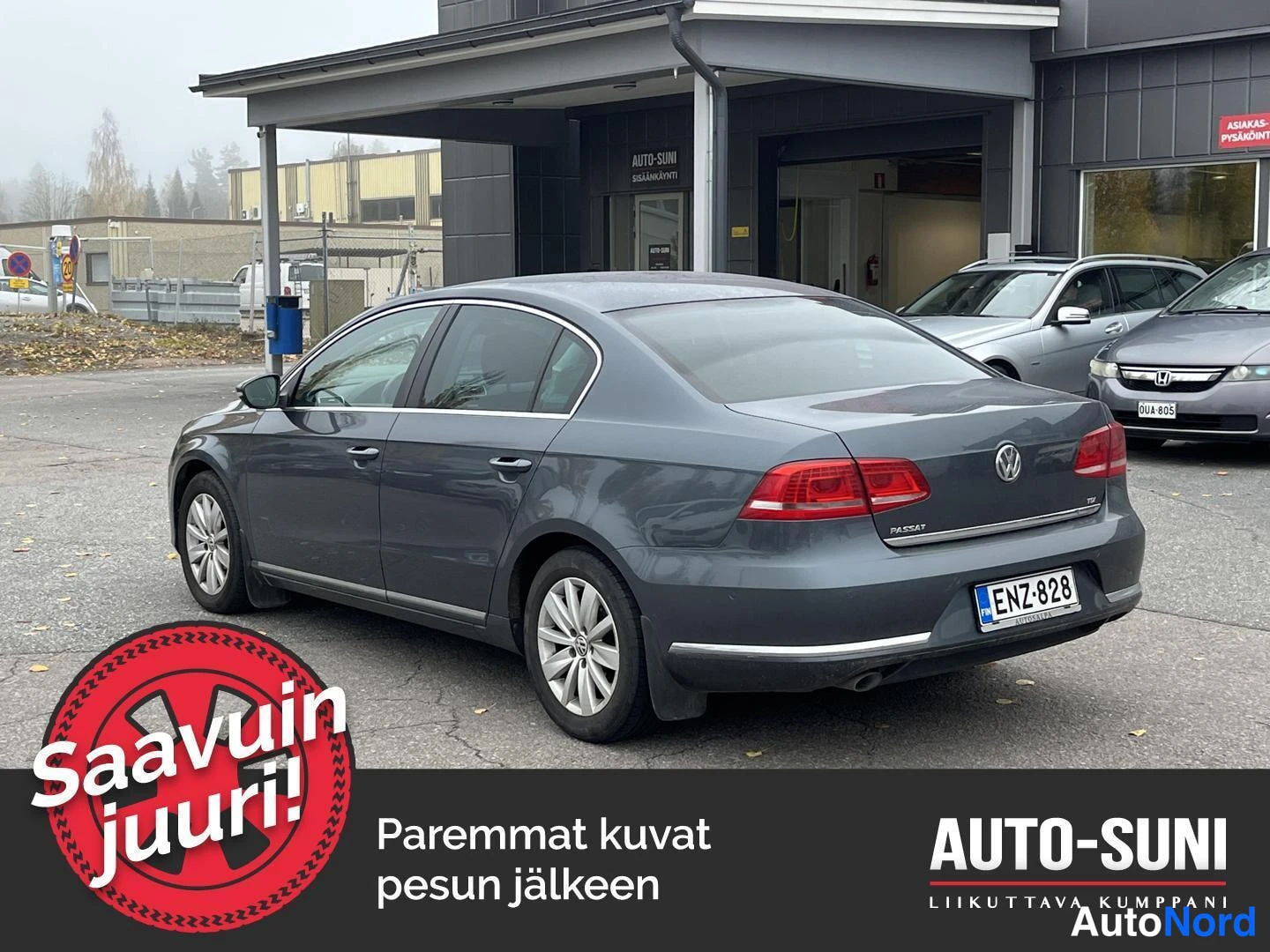 Harmaa Volkswagen Passat 2014, takaviisto, kuva 3
