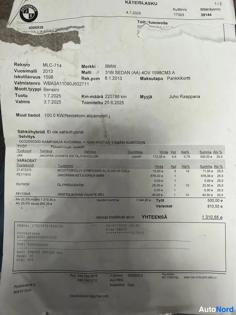 Musta BMW 316i 2013, asiakirja, kuva 31