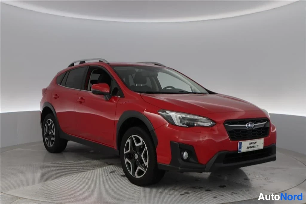 Red Subaru XV 2018, front three-quarter, nose to the right, photo 2