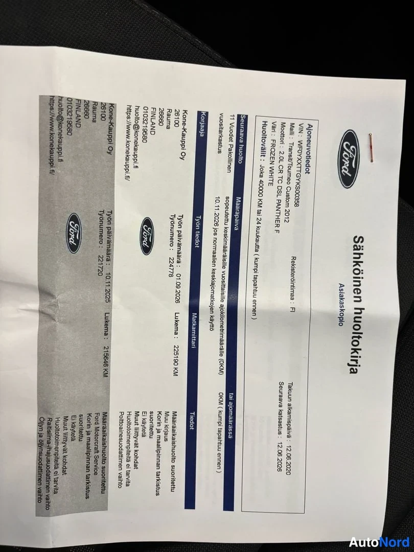 Valkoinen Ford Transit Custom 2020, asiakirja, kuva 13