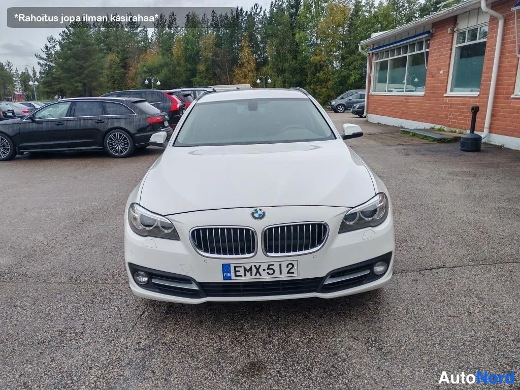 Valkoinen BMW 520d xDrive 2014, edestä, kuva 4