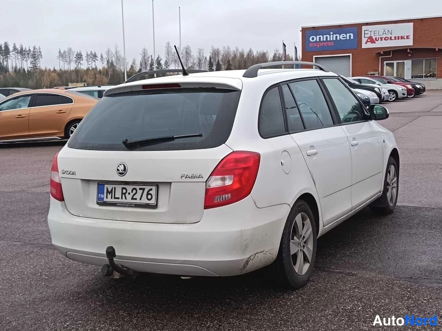 Vit Skoda Fabia 2014, snett bakifrån, bild 4