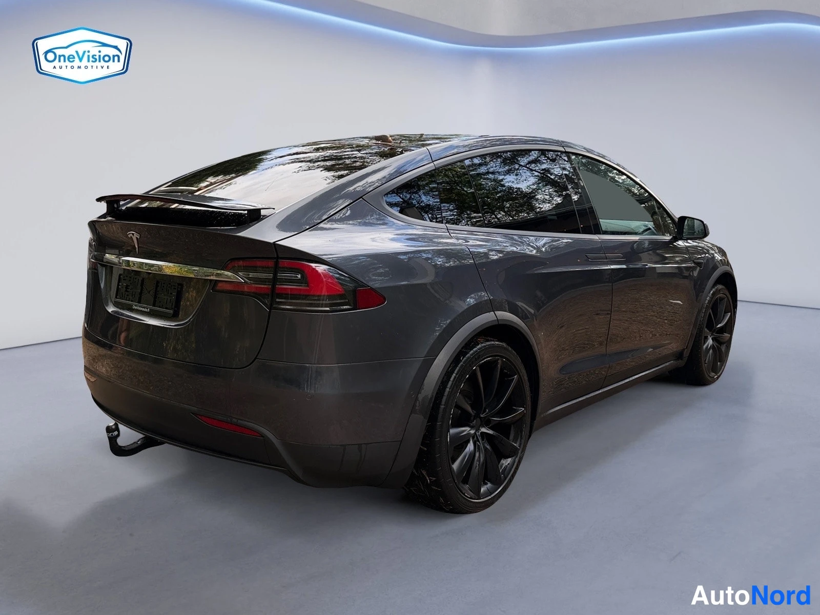 Harmaa Tesla Model X 2021, takaviisto, kuva 6