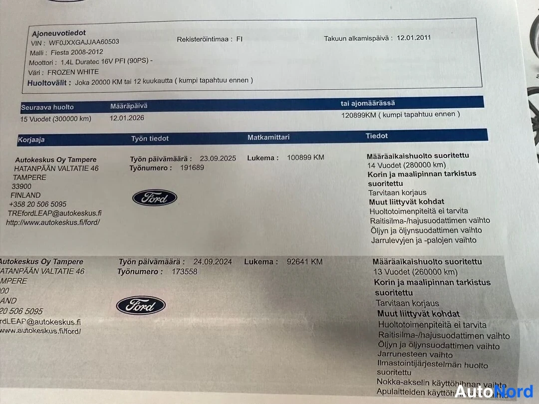 Valkoinen Ford Fiesta 2011, asiakirja, kuva 22